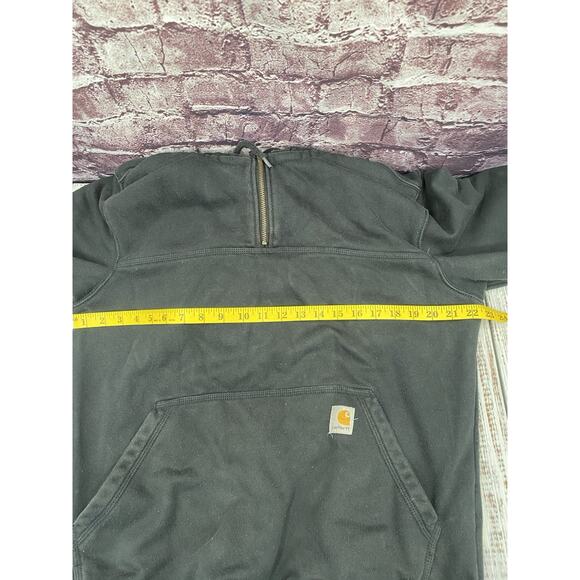 Men’s Carhartt Rain Defender Heavyweight 1/4 Zip Hoodie M Black Loose Fit - Picture 7 of 9